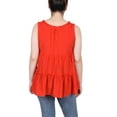 thumbnail image 3 of NY Collection Womens Tie  red Sleeveless Blouse Top, Red, Petite, PXL, 3 of 4
