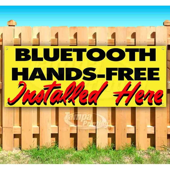 Bluetooth Hands-Free Installed Here 13 oz Vinyl Banner With Metal Grommets