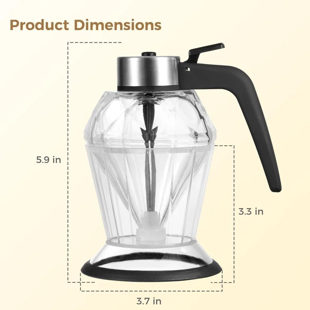 ABPETE No-Drip Honeycomb Honey Dispenser with Stand,8oz Acrylic Bottle for Syrup & Sugar, Bee-Themed Kitchen Decor