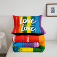 thumbnail image 5 of Manfei Kawaii Rainbow Queen Comforter Set, Printing Love is Love Comforter Sets Queen, Orange Blue, Black Reversible, 3 Pieces, 1 Comforter and 2 Pillowcases, 5 of 7