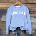 thumbnail image 5 of Live Free Sweatshirts for Women Freedom Letter Print Classic Fit Pullover Long Sleeve Crew Neck Lightweight Tops, 5 of 5