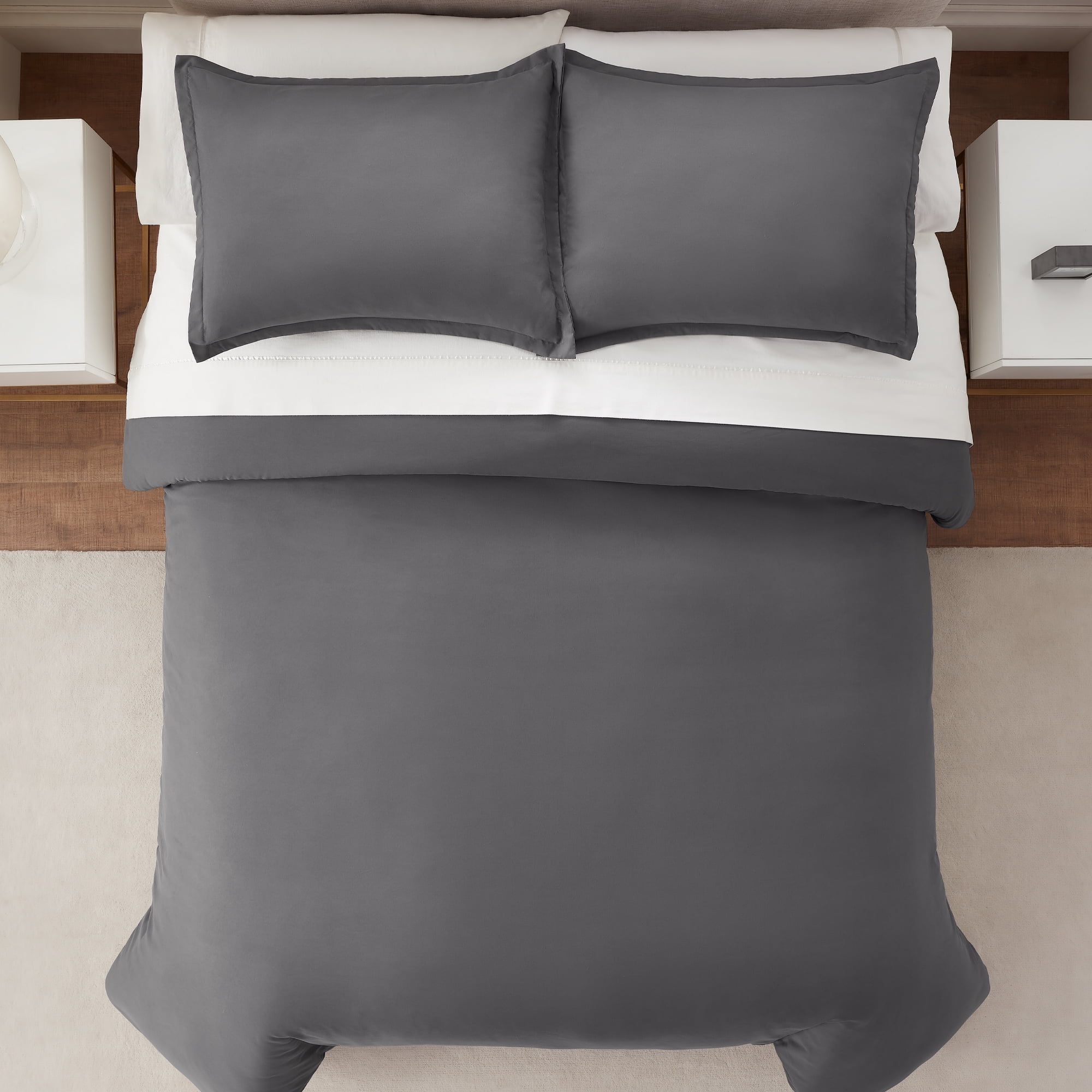 Serta Simply Clean 3-Piece Solid Duvet Set, Gray, Full/Queen