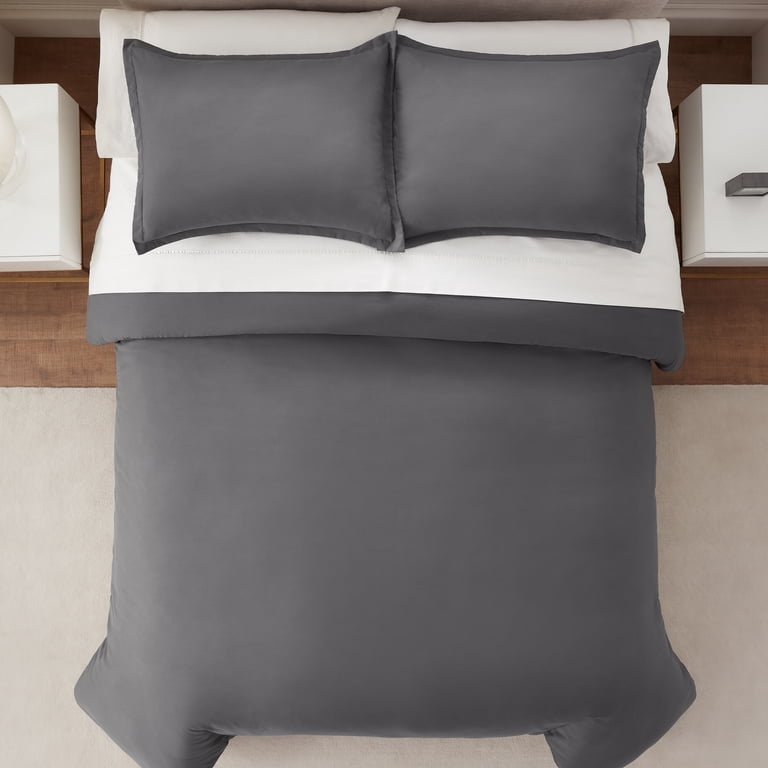 Serta Simply Clean 3-Piece Solid Duvet Set, Gray, Full/Queen - Walmart.com