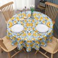 thumbnail image 3 of Yellow Lemon Fruit Leaves Blue Pattern Round Tablecloth 60"x60",Wrinkle Wipeable Table Cloth for Kitchen Dining Room Picnic Patio Party, 3 of 6