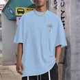 thumbnail image 2 of Bibifish Mens T-Shirts Oversize Raglan Collar Small Logo Print Tshirts Summer Street Loose Short Sleeve Tee Tops, 2 of 5