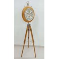 thumbnail image 3 of THOR INSTRUMENTS Design Round Clock Natural Wooden Clock Vintage Style Wooden Stand Maritime Clock Natural Wooden Tripod Stand, 3 of 4