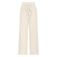 thumbnail image 5 of Jjayotai Women's Wide Leg Pants with Pockets, High Waist Adjustable Knot Loose Casual Trousers, Business Work Casual Pants White XL, 5 of 6