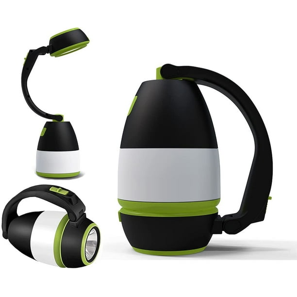 Linterna LED para acampar recargable, combo multifuncional 3 en 1 para acampar, lámpara de mesa, banco de energía, linterna perfecta para huracanes, emergencias al aire libre, interiores, 1 paquete Ormromra WMPH-1360