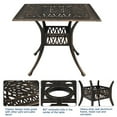 thumbnail image 3 of Hassch 35.4 inch Outdoor Cast Aluminum Table with Umbrella Hole, Patio Dining Table for Backyard, Porch, Balcony, Pool, Deck, Bronze, 3 of 9