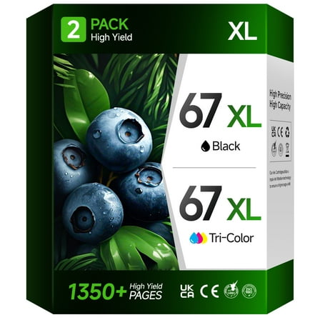 67 Ink Cartridge Compatible for HP 67 67xl Ink Cartridges for Deskjet 2742e 2752e 2755e (Black, Tri-Color)