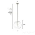 thumbnail image 6 of Hunter - Sacha 1-light Brushed Nickel, Medium Size Pendant Light, Dimmable, Modern Style, Globe Shaped, for Bedrooms, Dining, Living Rooms - 19661, 6 of 7