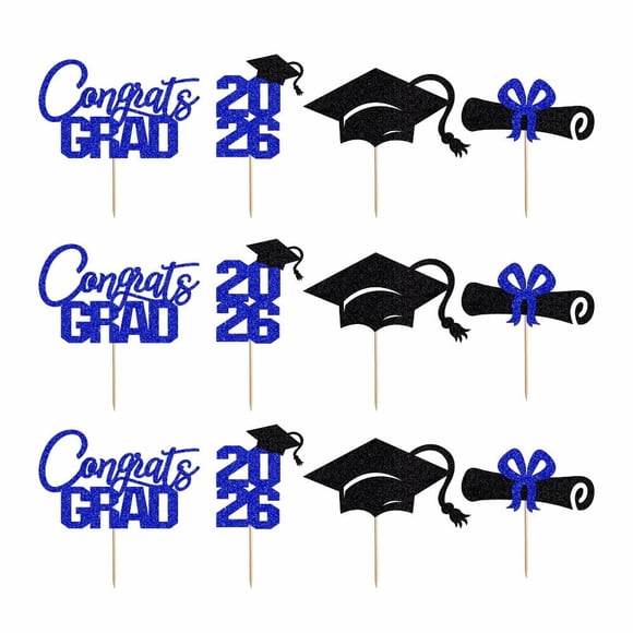 Adornos para magdalenas de la promoción de graduación de 2026 de Crseniny (12 unidades)
