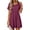 Purple Red, variant on MOSHU Summer Dresses for Women Crewneck Short Sleeve Midi Dress Casual Button A-Line Sundress with Pockets