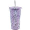 thumbnail image 1 of Botella de agua de 500 ml de acero inoxidable con decoración de diamantes de imitación, taza de agua al vacío para mujer, 1 of 14