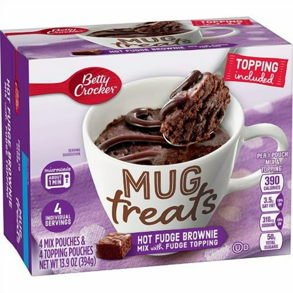 Betty Crocker Mug Treats Hot Fudge Brownie Mix With Fudge Topping, 4 Servings, 13.9 Oz.