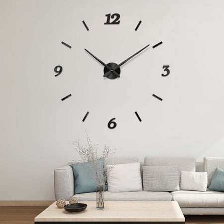 RENACLIPY Black Metal Decorative Wall Clock with Large Numbers for Modern Livingroom