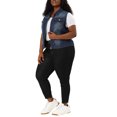 thumbnail image 2 of Unique Bargains Women's Plus Size Trucker Zipper Front Denim Jacket Vest, 2 of 7
