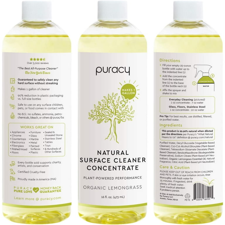 Puracy All Purpose Cleaner Concentrate, Makes 1 Gallon, Organic