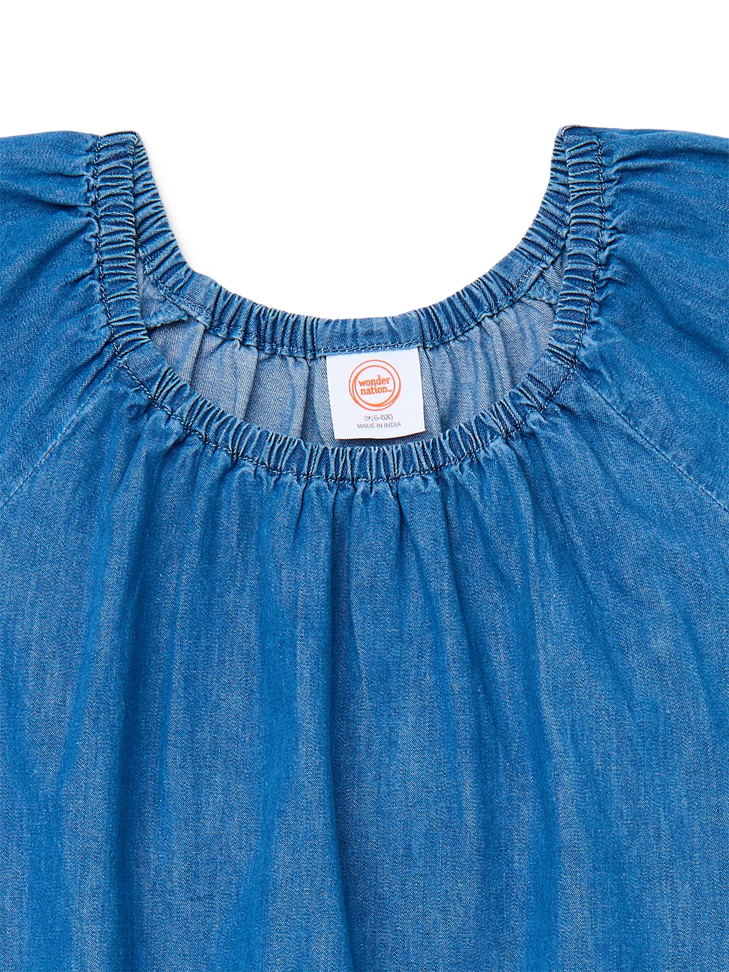 Wonder Nation Girls Short Sleeve Woven Babydoll Top, Sizes 4-18 & Plus