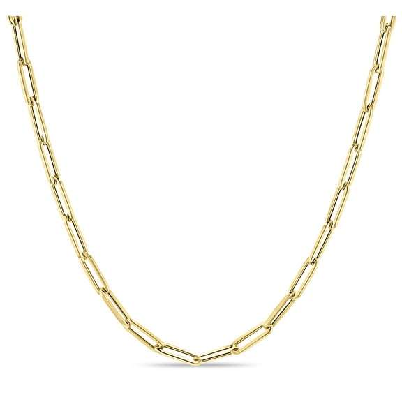 Solid 1/20 14k Gold Real Paperclip Necklace Chain 18 inches Mens Womens Paperclip 2.1mm