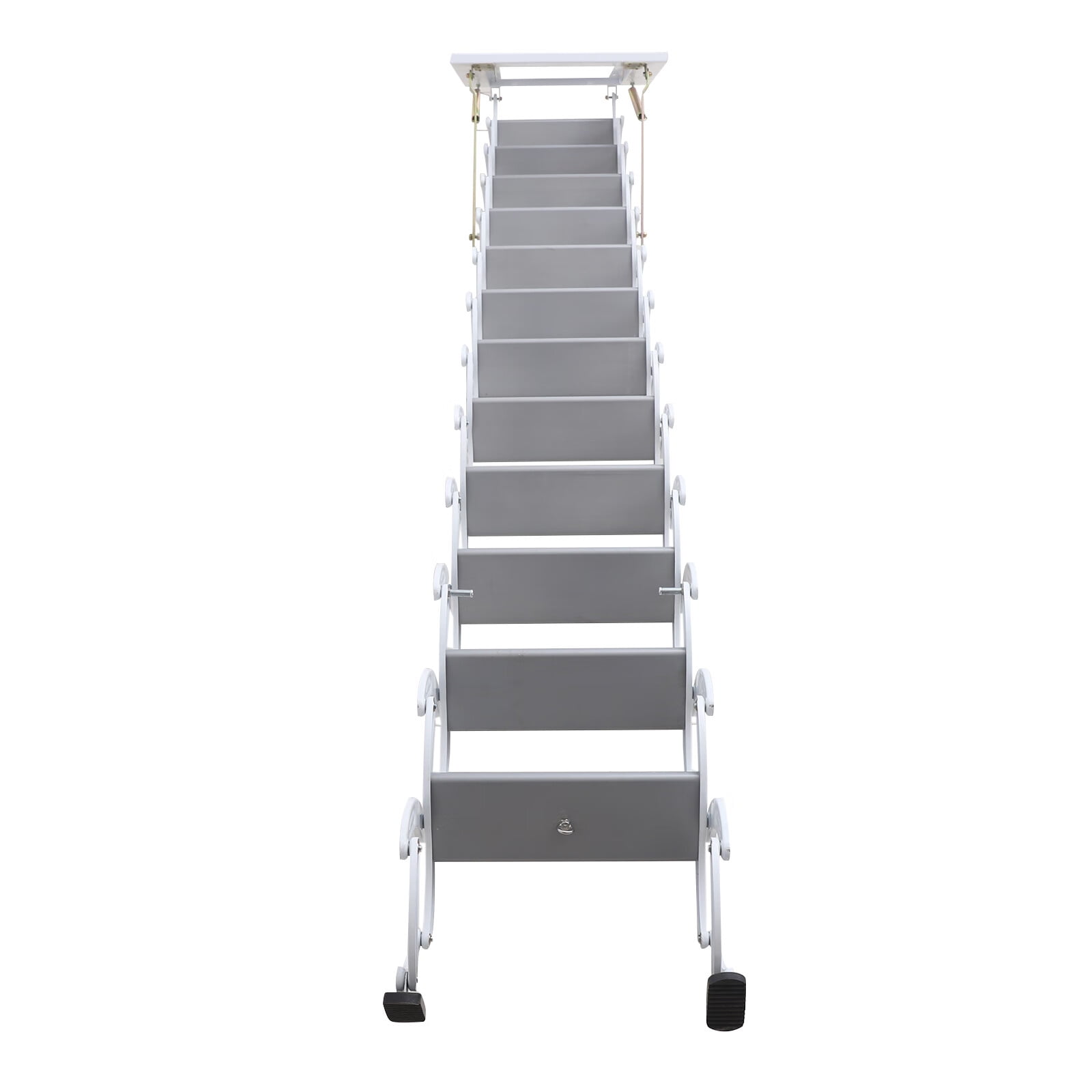 Anqidi 12 Steps Loft Telescoping Ladder Wall Mounted Folding Pulldown Stairs Extendable Attic Access Max Load 882lb (Black), Size: Frame 60*70cm/23.6*