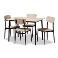 thumbnail image 2 of Baxton Studio Honore Mid-Century Juego de comedor moderno de 5 piezas con marco negro mate y acabado de madera marrón claro Baxton Studio D01136R-5PC-Dining Set, 2 of 2