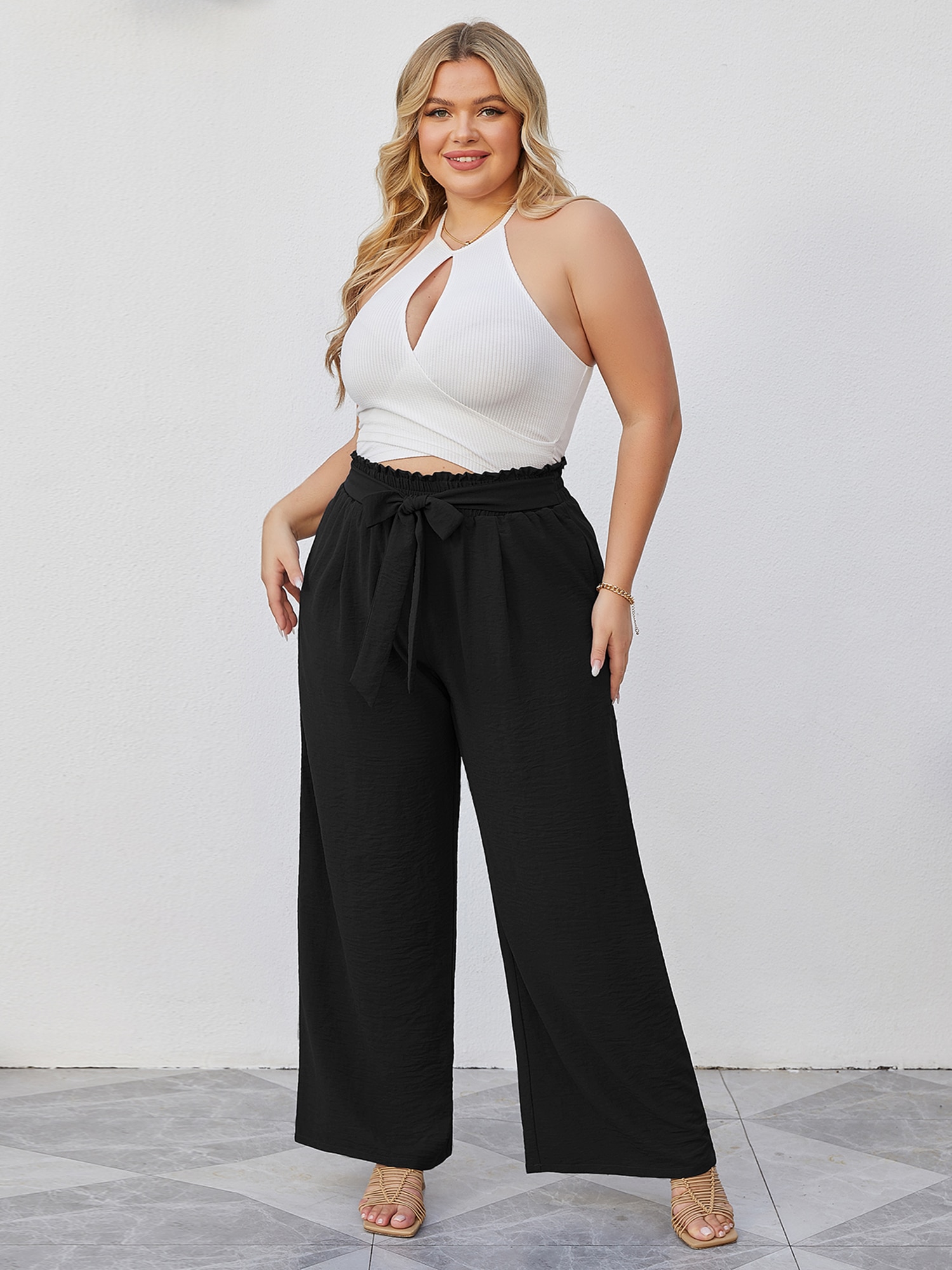 Chiclily Belted Wide Leg Pants for Women High Waisted Business Casual ...