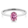 thumbnail image 2 of Gem Stone King 10K White Gold Pink Moissanite Solitaire Engagement Ring for Women (0.90 Cttw, Oval 7X5MM, Gemstone Birthstone, Size 9), 2 of 3