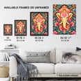 thumbnail image 3 of Hindu Floral Pattern with Elephant Vibrant Painting Orange Pink Blue Ganesha Ornate Flower Design Unframed Wall Art Print Poster Home Decor Premium, 3 of 5
