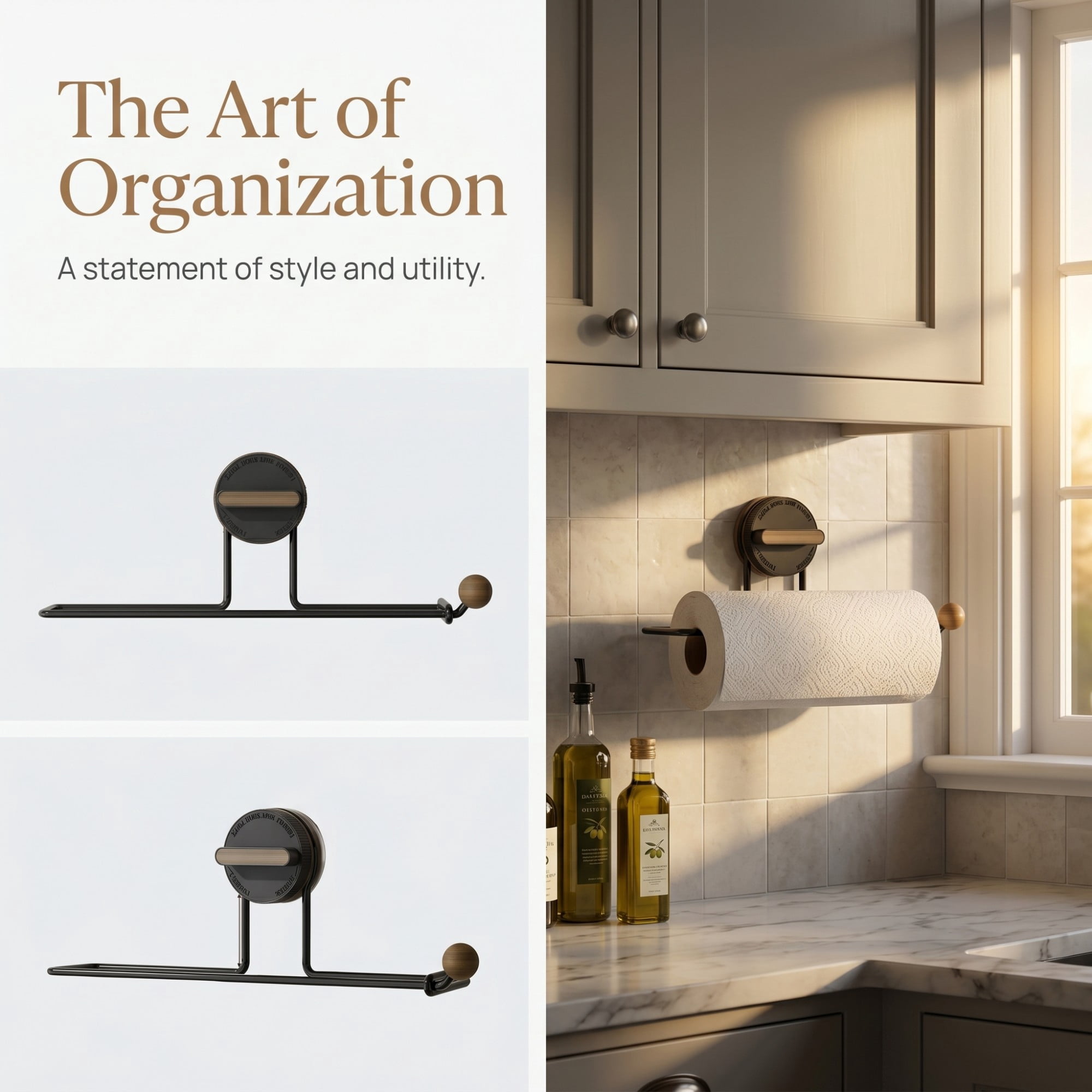 Unique Bargains Wall Mount Paper Towel Holder Rustproof Towel Rack Black 12.6x2.4inch