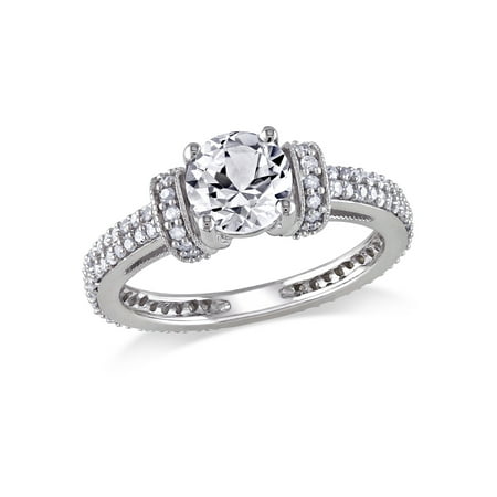 1/2 Carat T.W. Diamond and 1-1/4 Carat T.G.W. Created White Sapphire 10kt White Gold Engagement Ring