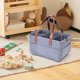 thumbnail image 5 of Organizador de bolsa de almacenamiento plegable con 8 bolsillos exteriores, bolsa portátil multiusos con compartimentos extraíbles, carrito de guardería para pañales, toallitas húmedas, juguetes, 5 of 8