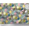 thumbnail image 3 of Soimoi Silk Fabric Leopard & Argyle Patchwork Printed Fabric 1 Yard 42 Inch Wide, 3 of 3