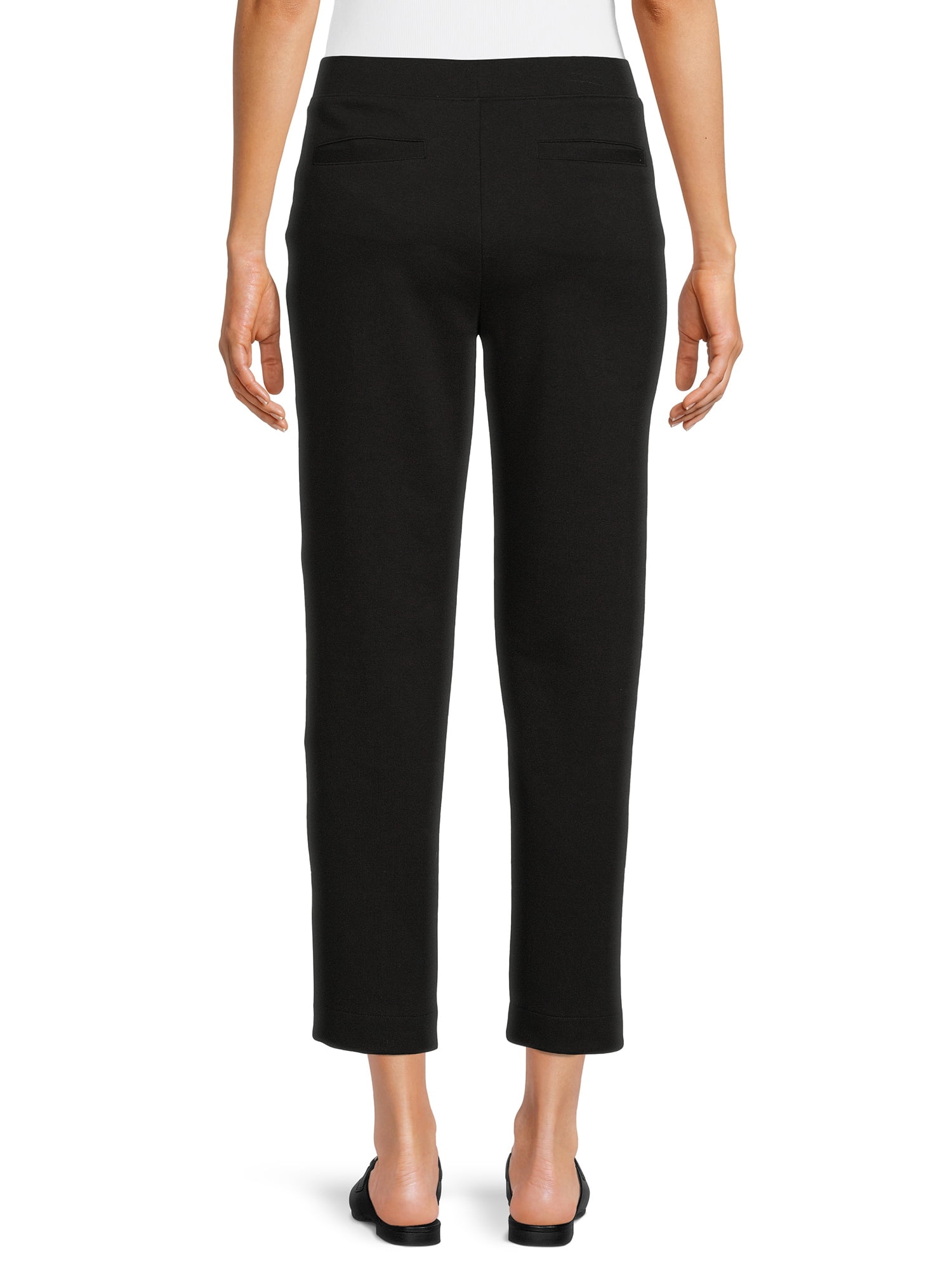 Time and Tru Women's Cropped Pintuck Pull On Knit Pants
