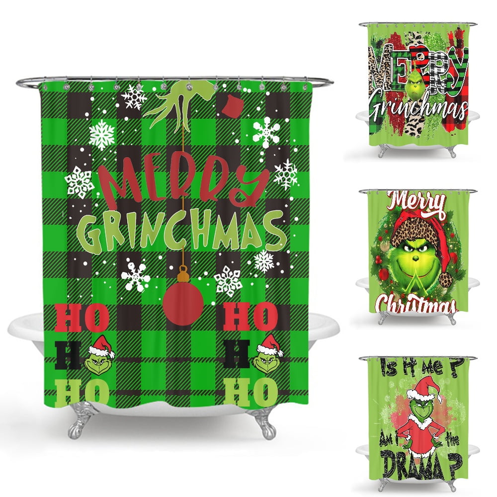 Grinch Shower Curtain,Christmas Shower Curtain Set,The Grinch Shower