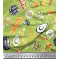 thumbnail image 1 of Soimoi Green Rayon Fabric Mixed Vegetable Print Fabric by Yard 42 Inch Wide, 1 of 3
