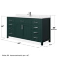 thumbnail image 5 of Wyndham Collection Beckett 66" Wood Single Bathroom Vanity in Green/Nickel, 5 of 6