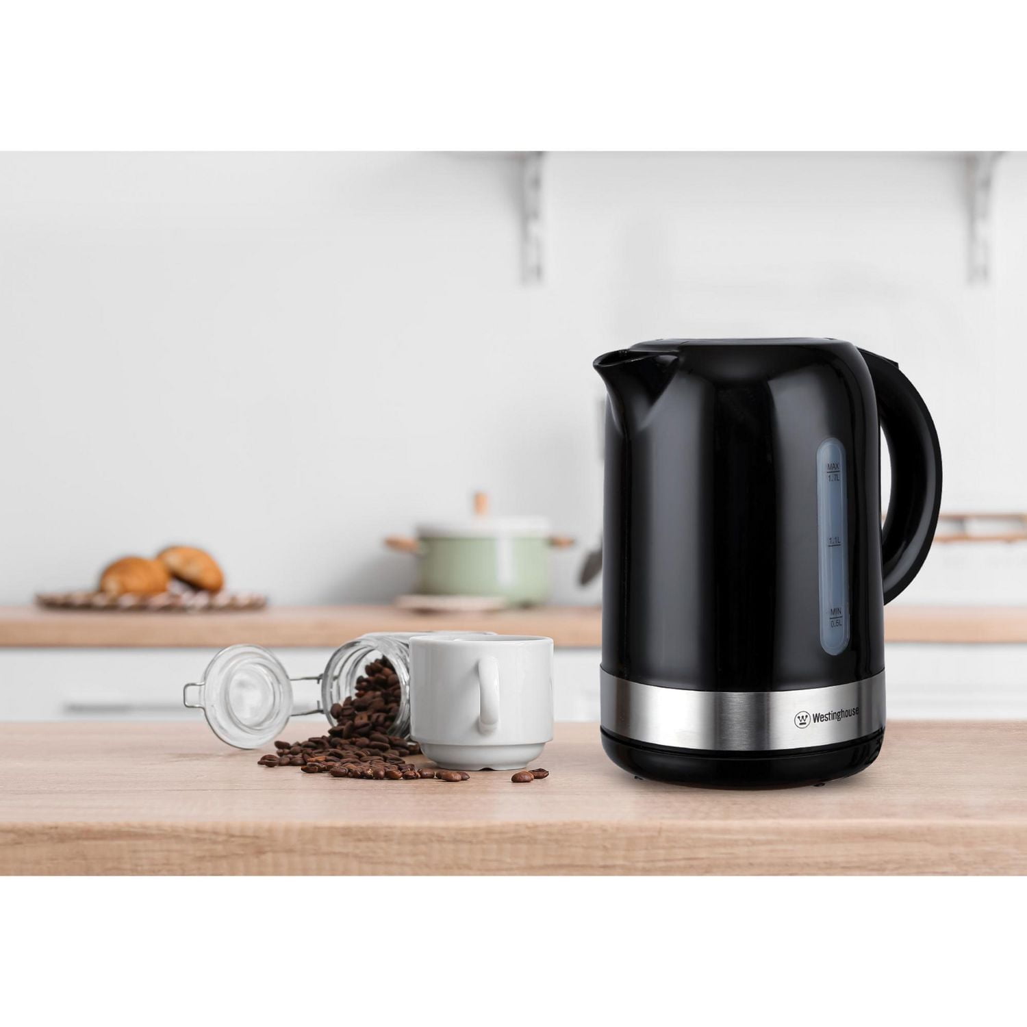 Bouilloire en plastique Westinghouse 1,7 L, noire