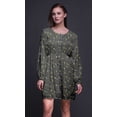 thumbnail image 3 of Bimba Gray Blue Berries & Flowerpecker Bird Women Tunic Top Long Sleeve Button Down Print Short Causal Dress-XXX-Large, 3 of 7