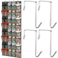 thumbnail image 6 of Onekawa 40 Pairs Over The Door Shoe Organizer, Space Saving Hanging Shoe Rack for Closet Door with 8 Hooks, Breathable Mesh Storage Holder for Shoes, Accessories, Holds Up to 40 lbs, Gray, 6 of 7