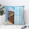 thumbnail image 4 of Pofeuu Funny Cat Taking a Bath Print Double-sided plush pillowcase Square Throw Pillow Covers Pillows Cover for Living Room Bedroom Sofa Couch Cushion Cover（No pillow core）-26"x26", 4 of 7
