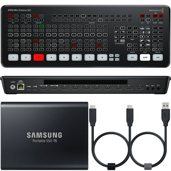 Blackmagic Design ATEM Mini Extreme ISO SWATEMMINICEXTISO + Samsung 1TB T5 Portable Drive