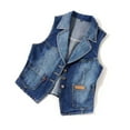thumbnail image 4 of Ovticza Women's Denim Vest Jean Vest Casual Sleeveless Jacket With Pockets Button Down Cropped Denim Jacket Blue XL, 4 of 5