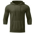 thumbnail image 2 of Aayomet Mens Hoodie Sweatshirt Pocket Pullover 3/4 Top Hooded Color Sleeve Lace-up Solid Men's Men's Black Hoodie Men Pullover Tops,S-3XL, 2 of 3