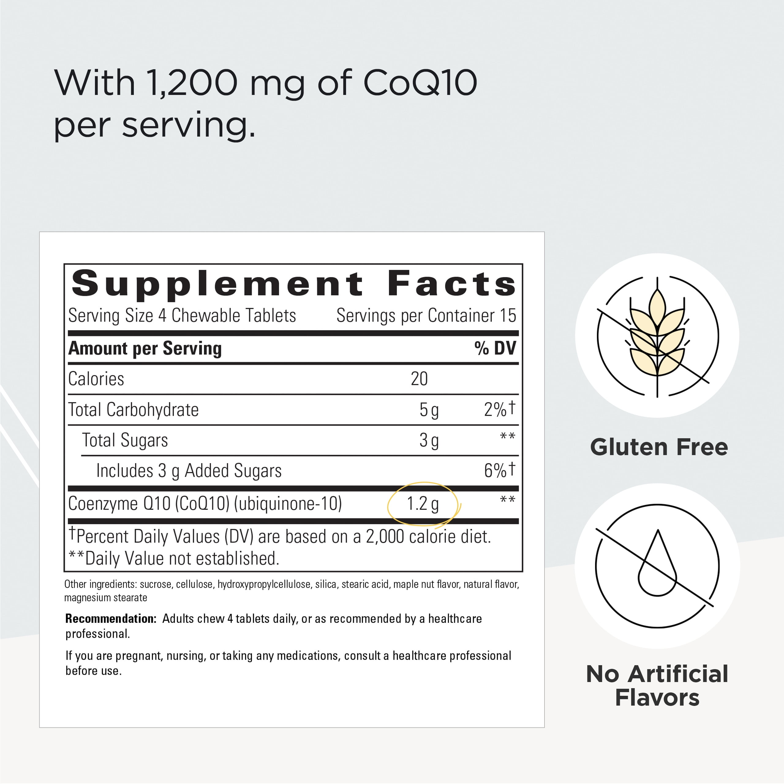 Integrative Therapeutics Vitaline CoQ10 300 mg - Heart and Brain Health Support Supplement* - Maple Nut Flavor - 60 Chewable Wafers