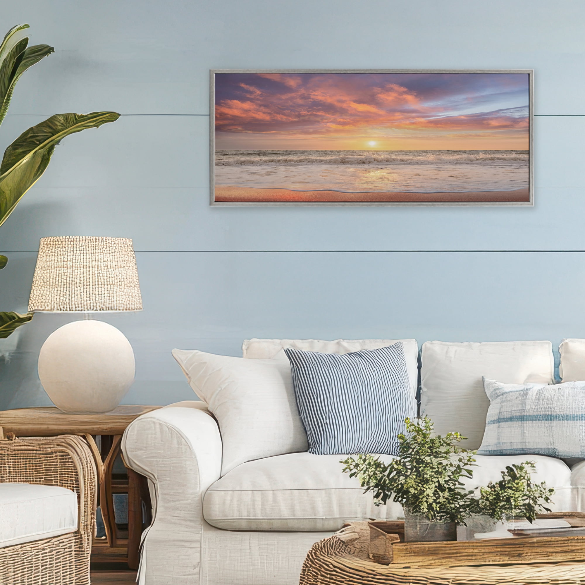 Stupell Industries Vivid Sunset Panorama Gray Framed Giclee Art, design by Mike Caliascibetta