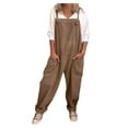 thumbnail image 2 of Plus Size Wide Leg Loose Fit Solid Color Rompers,Womens Overalls Casual Dungarees Romper Baggy Playsuit Jumpsuit with Pockets Less, 2 of 6