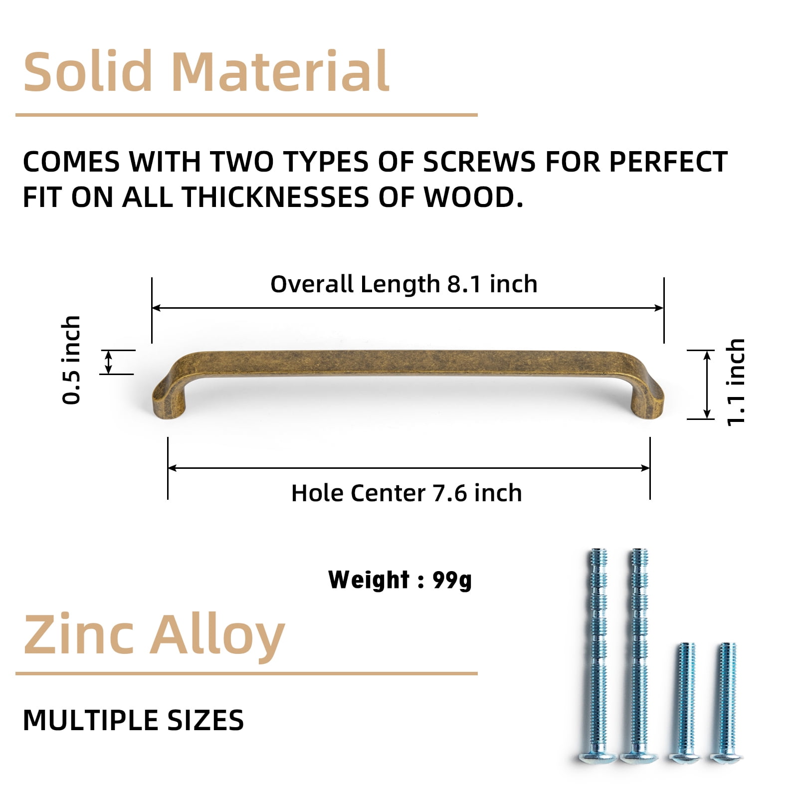 Goo-Ki 12 Pack Antique Brass Cabinet Handles of 7.6''(192mm) Hole Center, Zinc Alloy Cabinet Pulls for Drawer,Dresser,Cupboard Wardrobe, (23856)