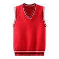 thumbnail image 5 of WUANDIXFA Boys Girls School Sweater Vest 4-15 Years V Neck Soft Comfy Pullover Trendy Knitted Waistcoat Vest,Red,13-15 Years, 5 of 5