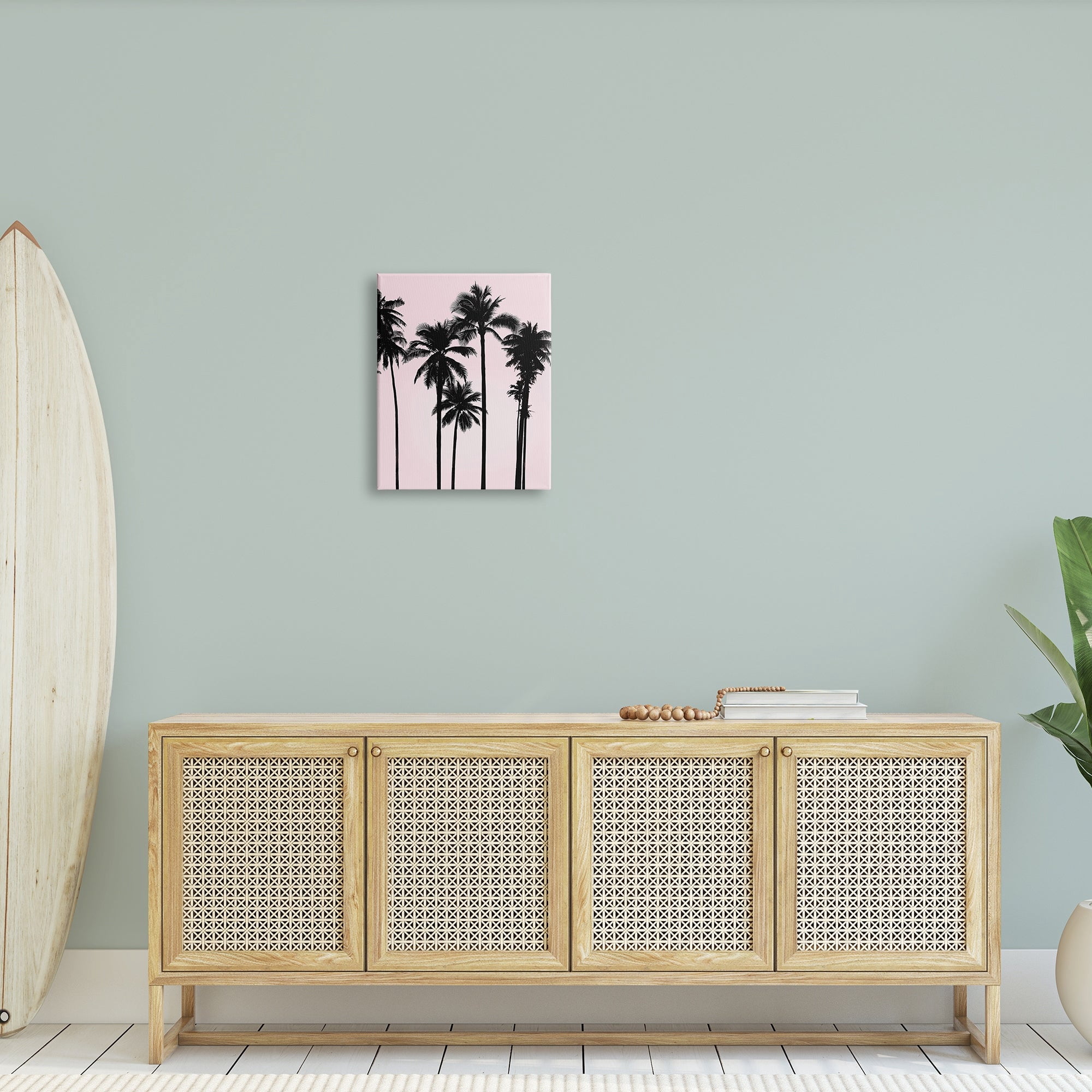 Stupell Industries Tall Palm Tree Silhouettes Soft Tropical Pink Sky, 36 x 48,Design by Mia Jensen
